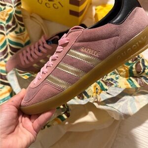 GucciXAdidas Gazelle Pink Velvet
